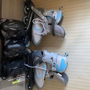 Roller blades and protective gear